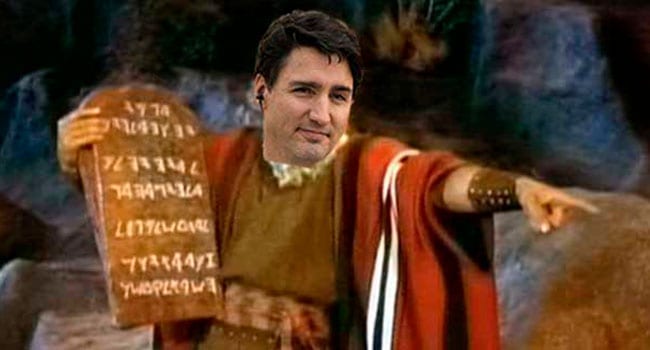 Justin Trudeau in his Moses pose