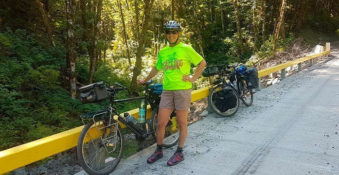 ConnecTour group member Tanya McFerrin during a rest break on a recent ride. How a bike ride across Canada restored my belief in people